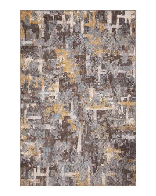 Neutral beige textured area rug with subtle striped pattern throughout