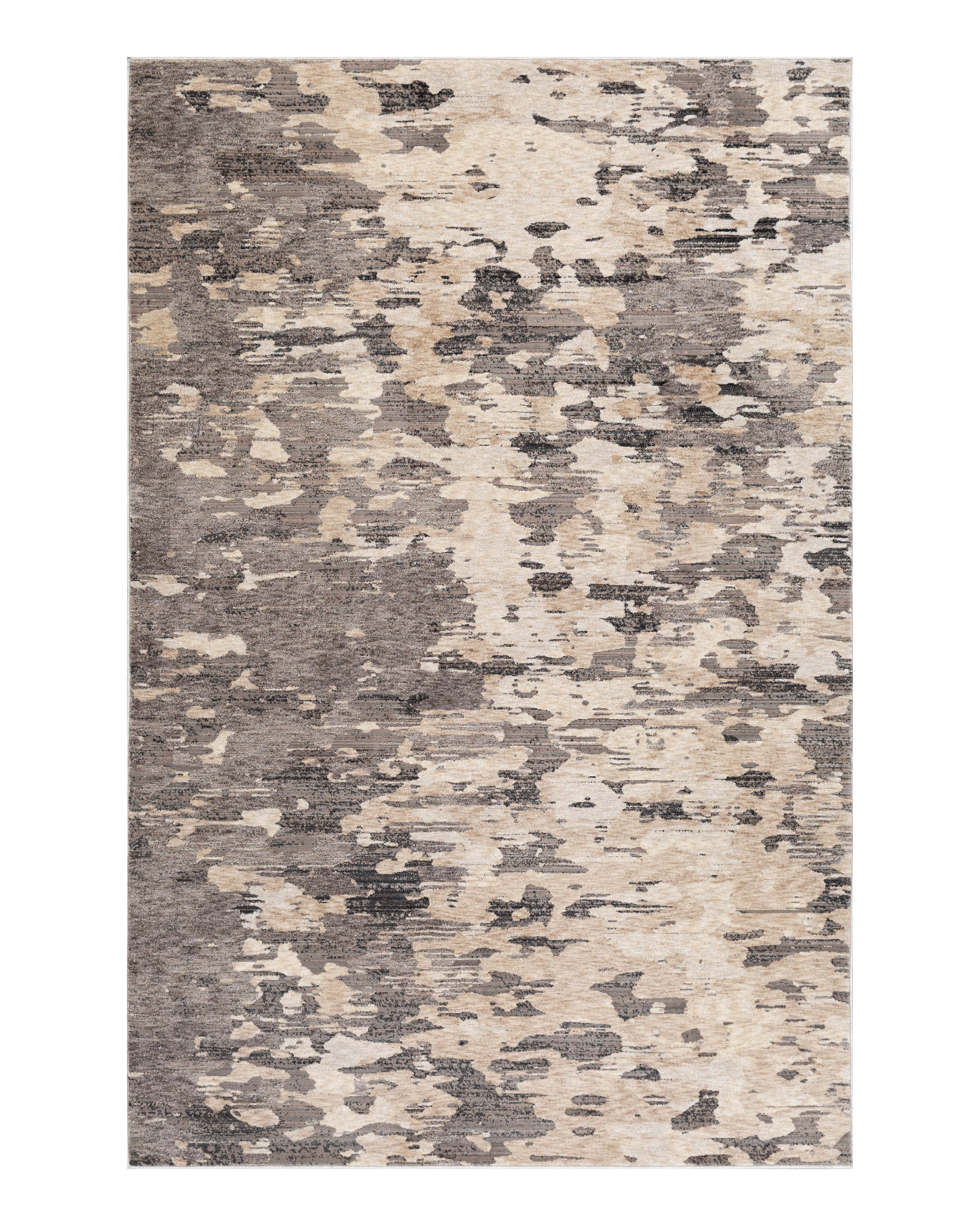 Blue book on gray and white striped wool rug with textured surface