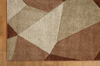 Brown and cream geometric diamond pattern area rug with textured weave