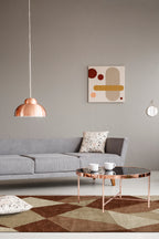 Brown and cream geometric diamond pattern area rug with textured weave
