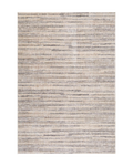 Beige and grey textured area rug with horizontal striped pattern