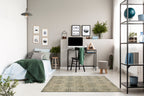 Neutral beige geometric patterned rug with textured woven appearance and diamond motifs