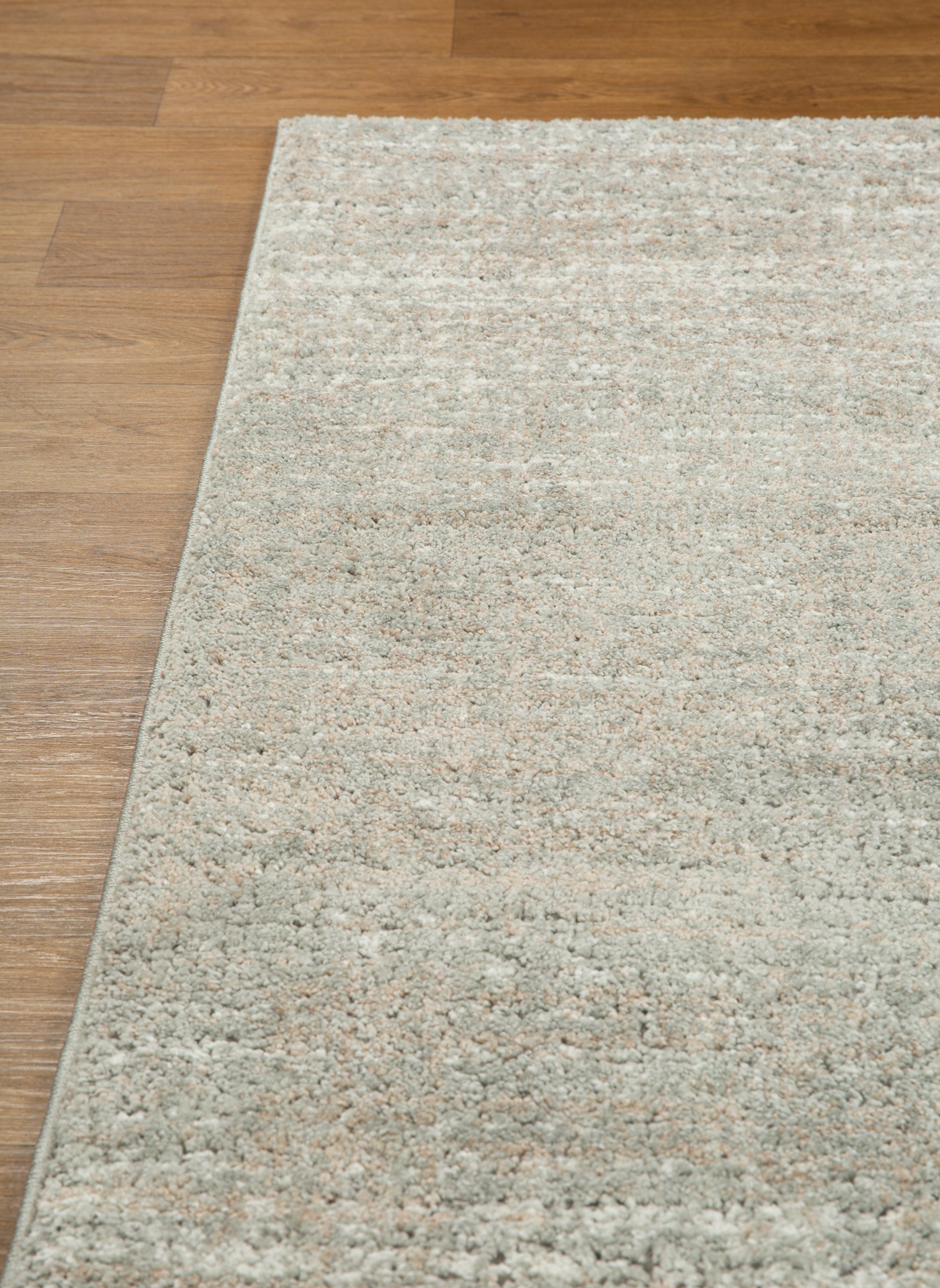 Neutral beige textured area rug with subtle geometric pattern and soft finish