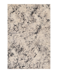 Modern distressed rug with black speckled pattern on cream background texture