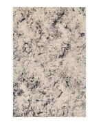 Modern distressed rug with black speckled pattern on cream background texture