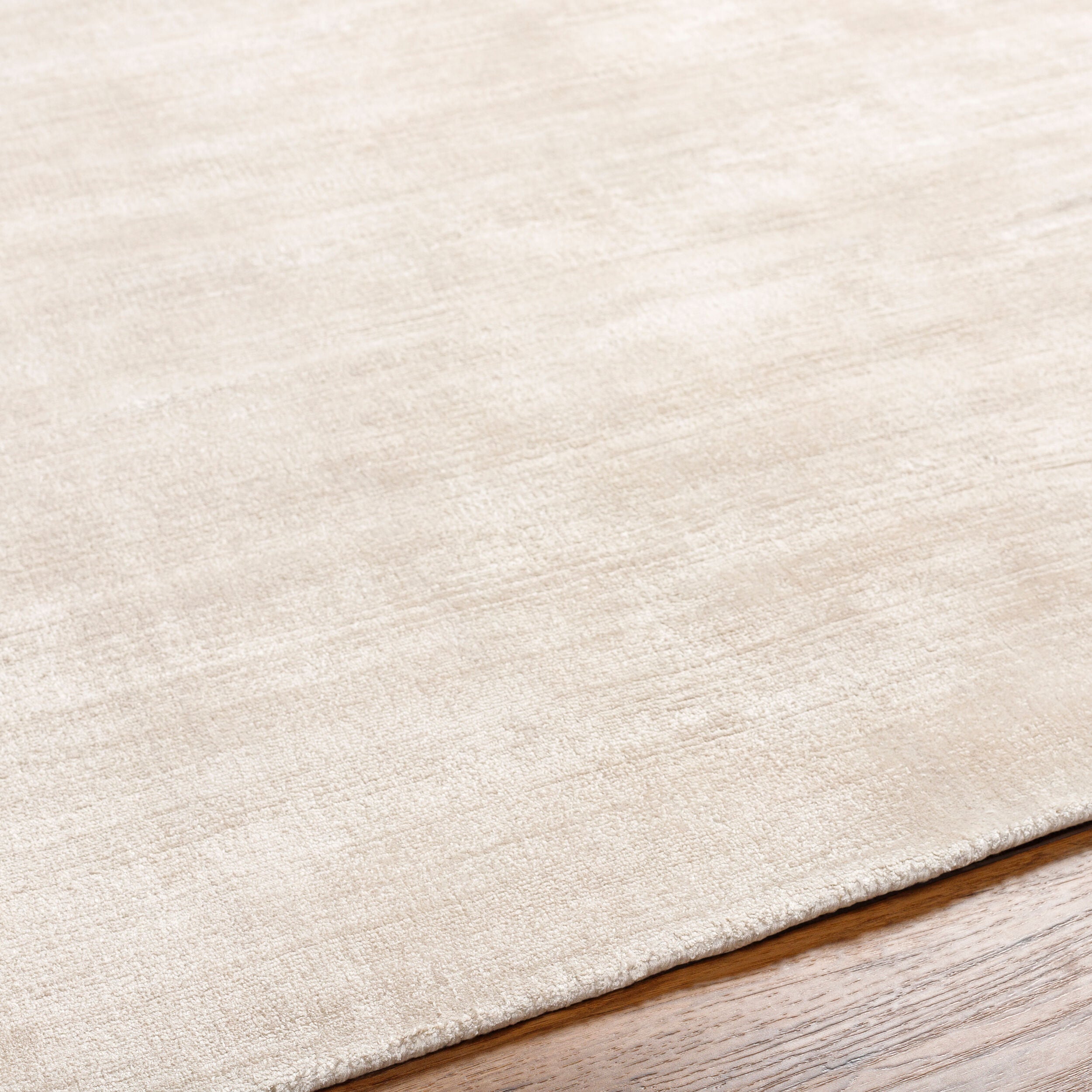 Soft beige wool rug with subtle woven texture and natural fibers