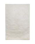 Beige geometric rug with raised diamond pattern and subtle texture throughout
