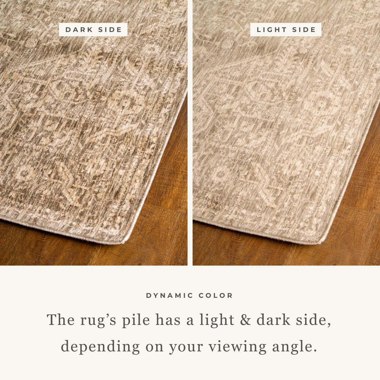 Taupe geometric damask patterned rug with textured woven appearance