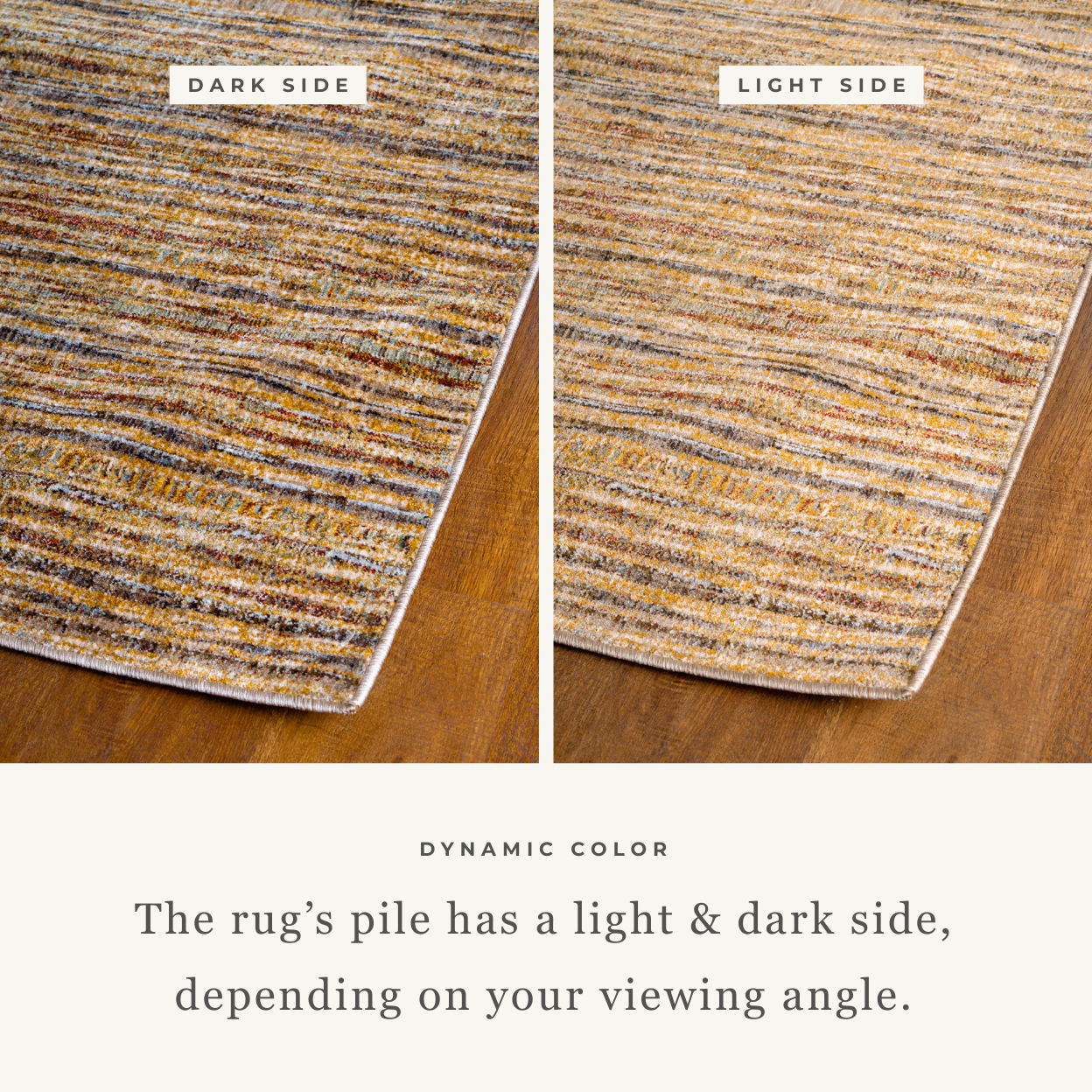 Brown textured area rug with horizontal woven pattern in natural tones