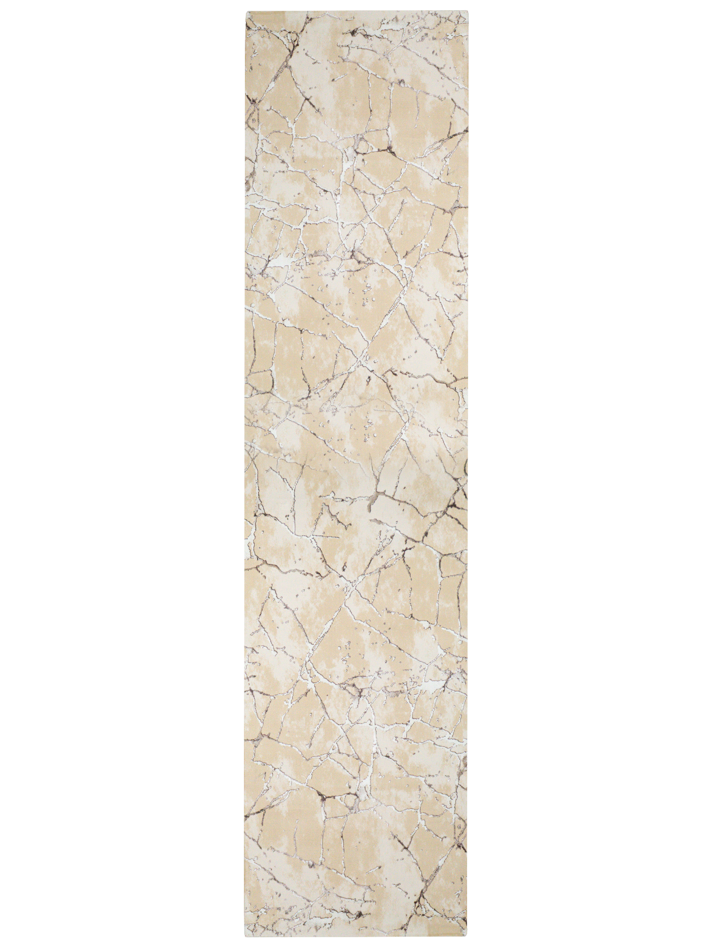 Beige crackle pattern rug with abstract veining and neutral earth tones