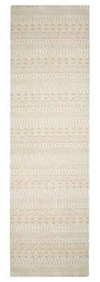 Geometric patterned rug in beige and cream with tribal diamond motifs