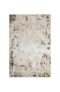 Distressed beige and gray textured rug with mottled vintage pattern