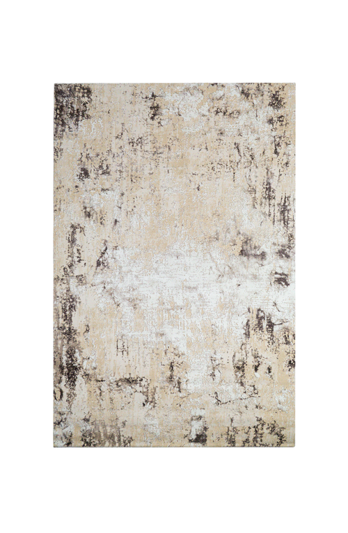 Distressed beige and gray textured rug with mottled vintage pattern