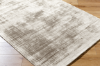 Amara viscose hand-loomed area rug in Ivory White, corner detail