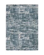 Modern teal and white textured area rug with abstract distressed pattern