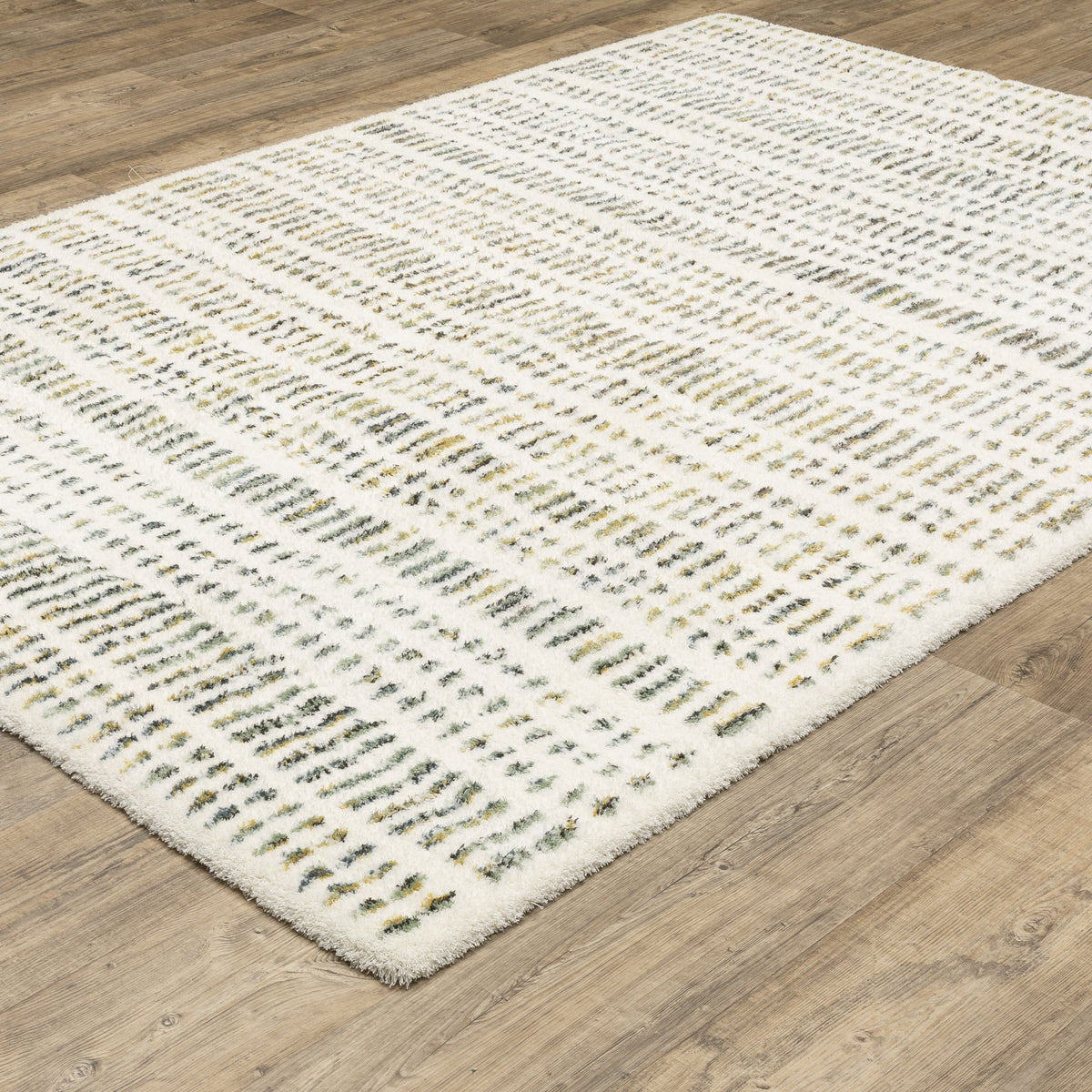 Textured cream and gold flatweave rug with woven geometric pattern design