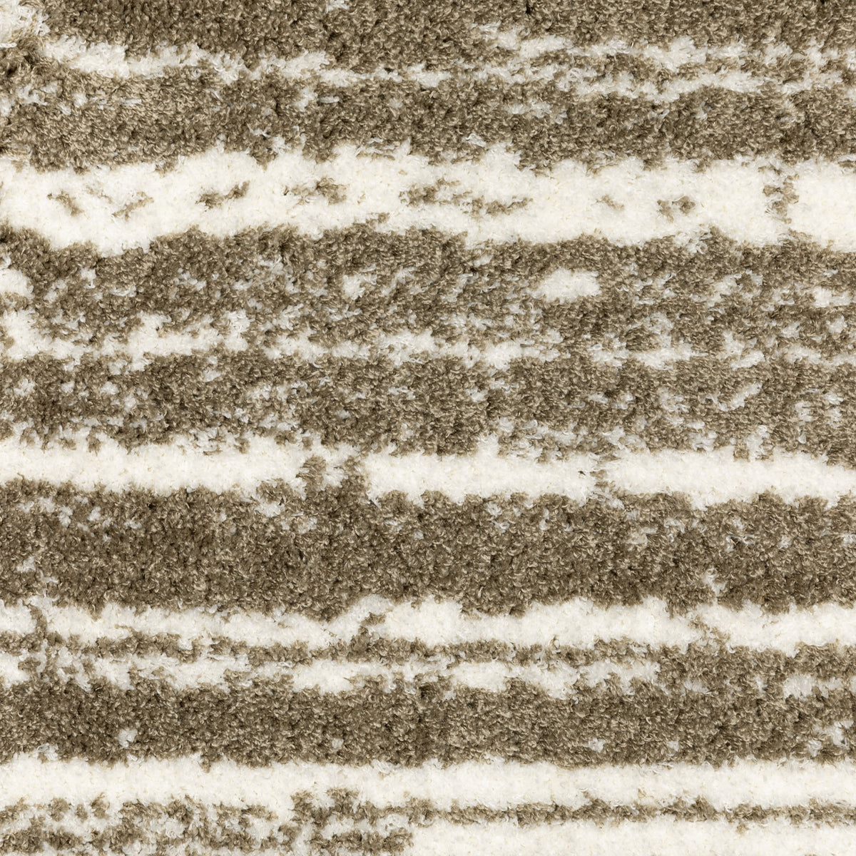 Brown and cream striped texture rug with horizontal woven pattern