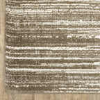 Brown and cream striped texture rug with horizontal woven pattern