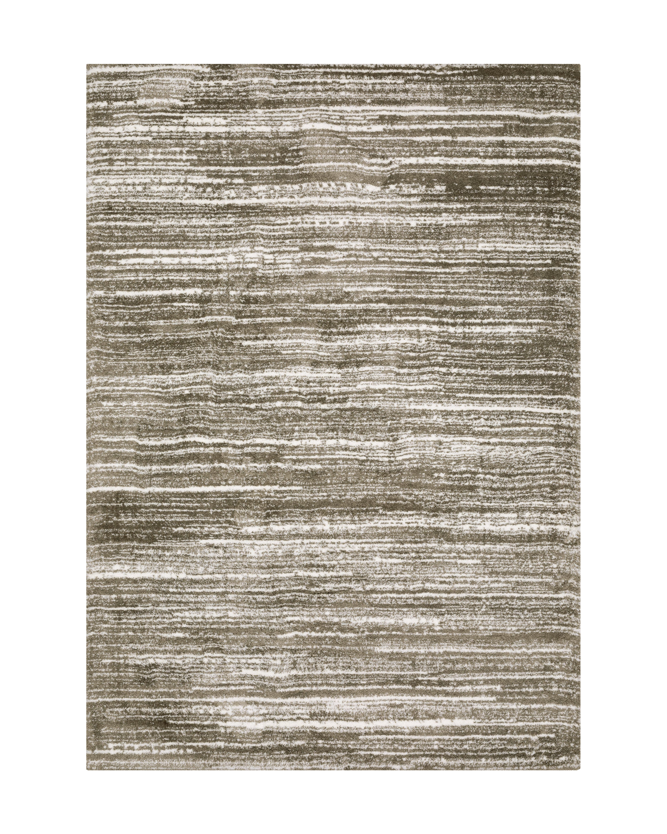 Brown and cream striped texture rug with horizontal woven pattern