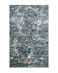 Vintage-inspired blue and cream crackle pattern area rug with distressed texture
