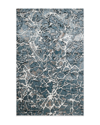 Vintage-inspired blue and cream crackle pattern area rug with distressed texture