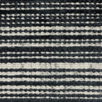 Charcoal grey striped wool rug with horizontal woven texture pattern