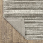 Neutral striped rug with horizontal lines in beige and gray tones