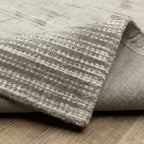 Neutral striped rug with horizontal lines in beige and gray tones