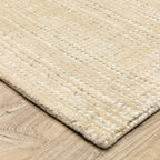 Handwoven cream and beige textured area rug with natural fiber appearance