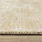 Handwoven cream and beige textured area rug with natural fiber appearance