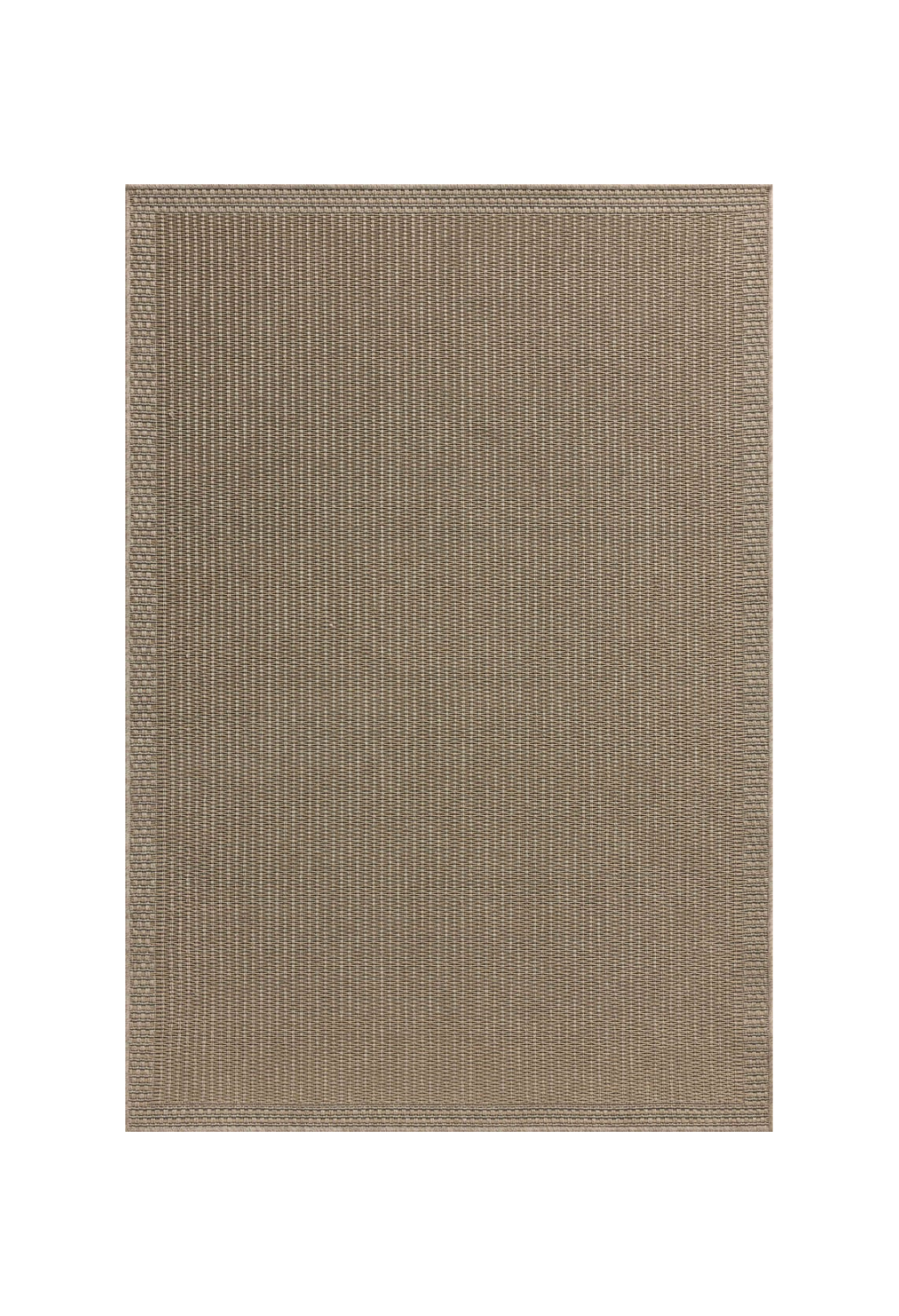 Neutral beige textured woven rug with fine ribbed pattern throughout