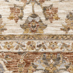 Classic floral pattern rug with cream center, terracotta border and ornate medallion design