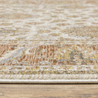 Classic floral pattern rug with cream center, terracotta border and ornate medallion design
