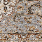 Beige traditional Persian style rug with ornate medallion and floral border patterns