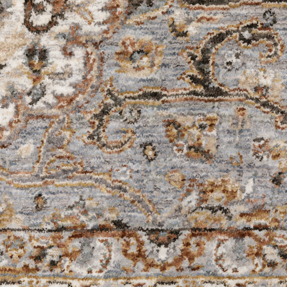 Beige traditional Persian style rug with ornate medallion and floral border patterns