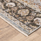 Beige traditional Persian style rug with ornate medallion and floral border patterns