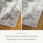 Modern abstract rug with grey and cream distressed pattern texture
