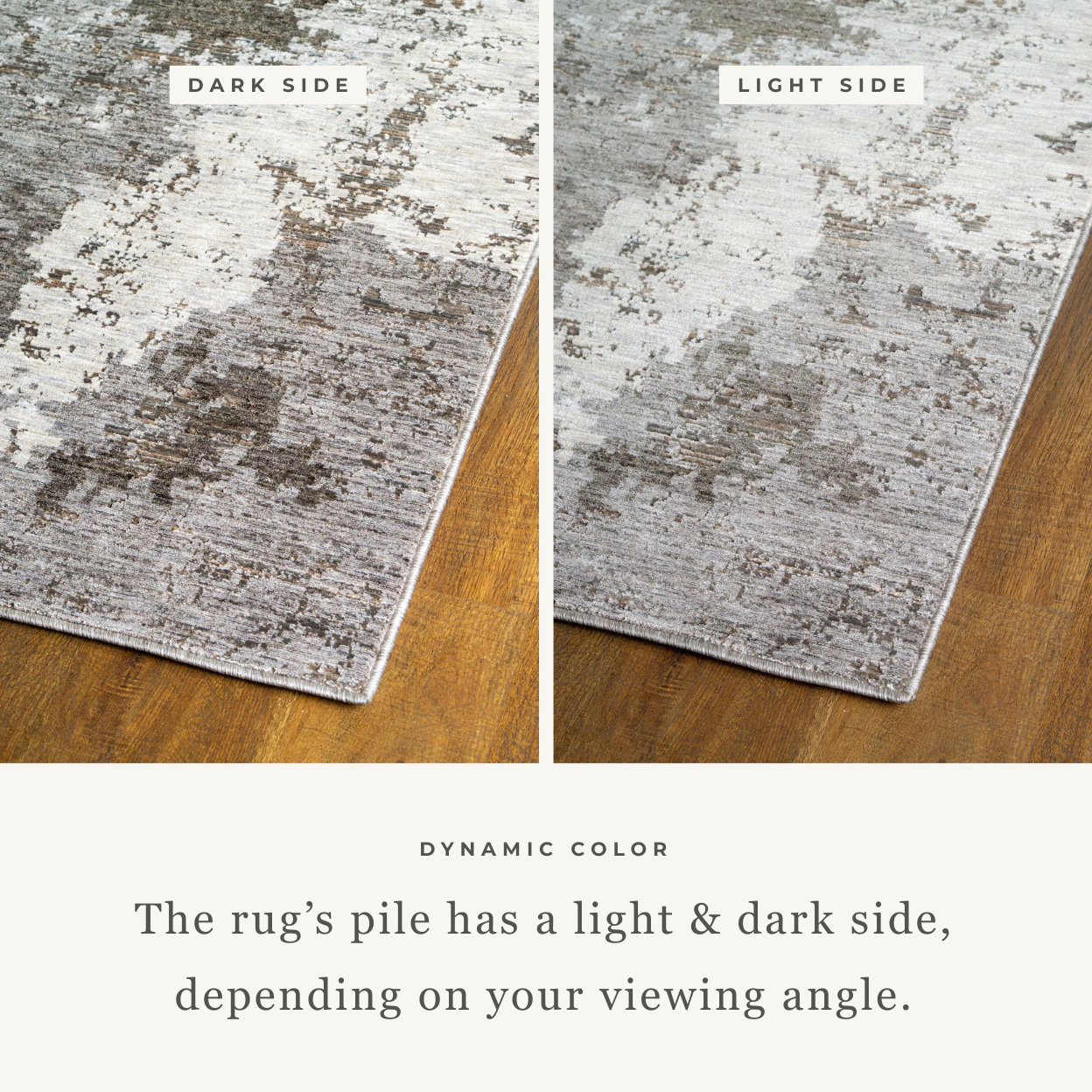 Modern abstract rug with grey and cream distressed pattern texture