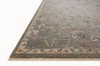 Gray traditional rug with floral botanical pattern and cream border