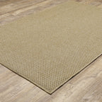 Natural beige textured woven rug with subtle crosshatch pattern