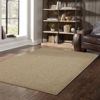 Natural beige textured woven rug with subtle crosshatch pattern