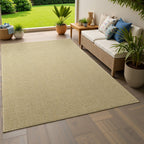 Natural beige textured woven rug with subtle crosshatch pattern