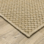 Natural beige textured woven rug with subtle crosshatch pattern