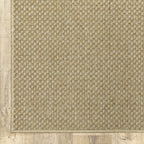 Natural beige textured woven rug with subtle crosshatch pattern