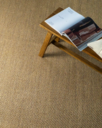 Beige woven sisal rug with diagonal ribbed texture pattern