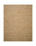 Natural woven jute rug with tight basket weave texture in tan and beige