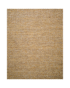 Natural woven jute rug with tight basket weave texture in tan and beige