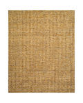 Natural woven jute rug with tight ribbed texture in golden tan color