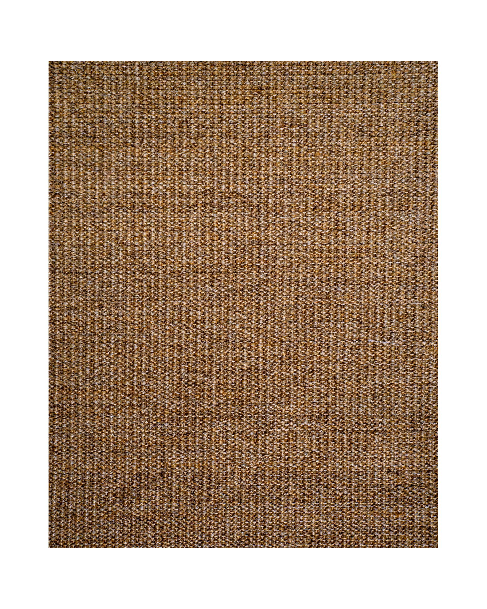 Woven natural fiber rug with tan and brown textured striped pattern