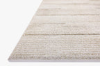 Neutral beige striped area rug with subtle texture and horizontal pattern detail